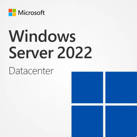 Microsoft Windows Server 2022 Datacenter 24 Core box art and lifetime licence key artwork